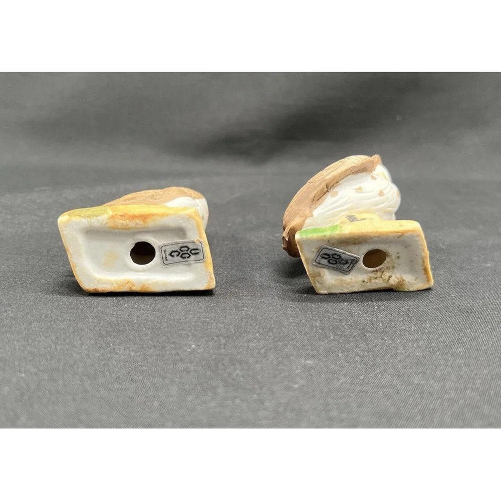 Pair Porcelain  Miniature Owls Japan 2.5
